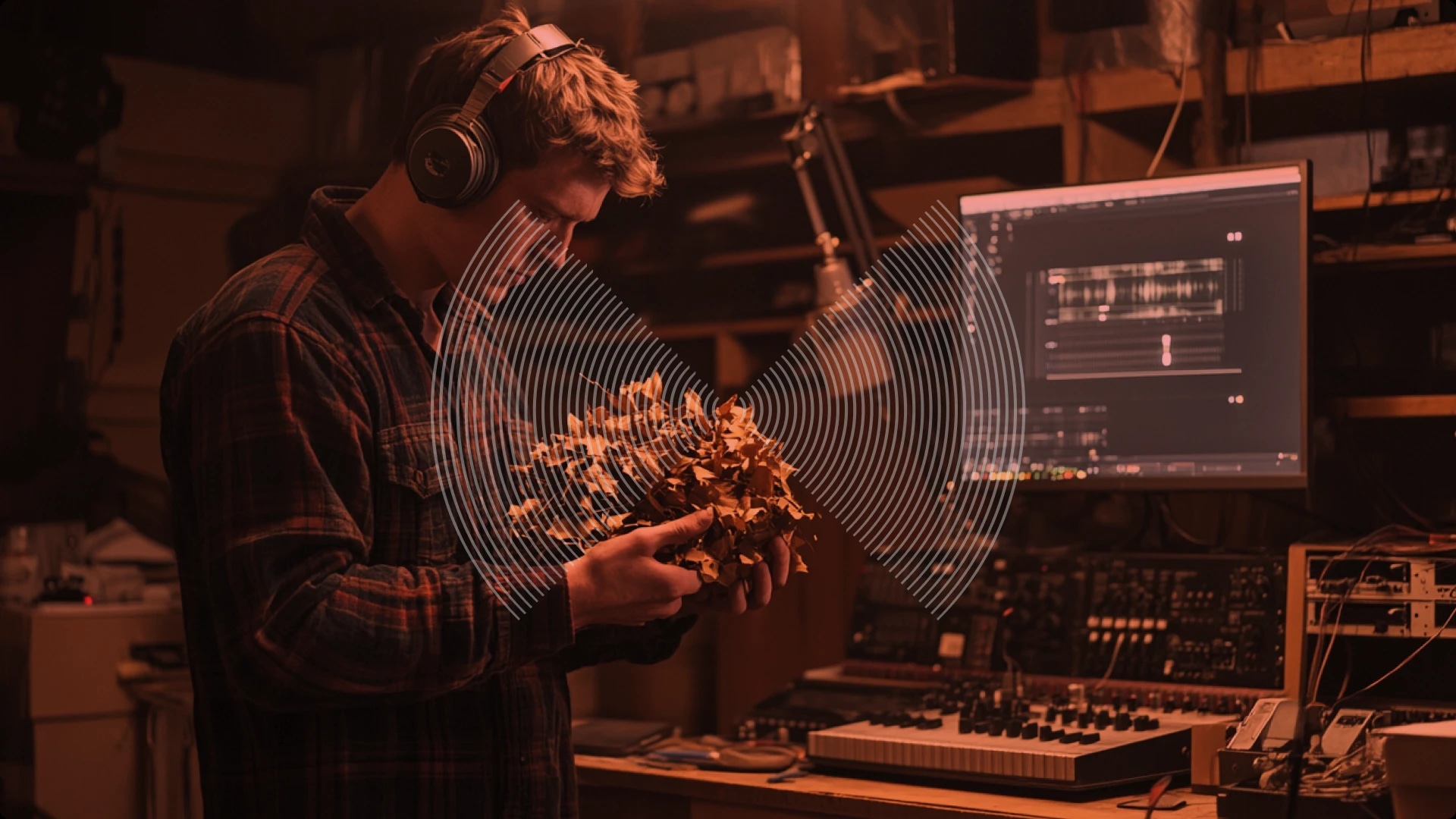 Folie artist working in front of a microphone