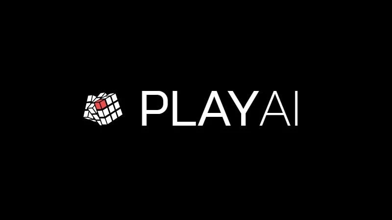PLAY AI logo with a Rubik's Cube icon on a black background.